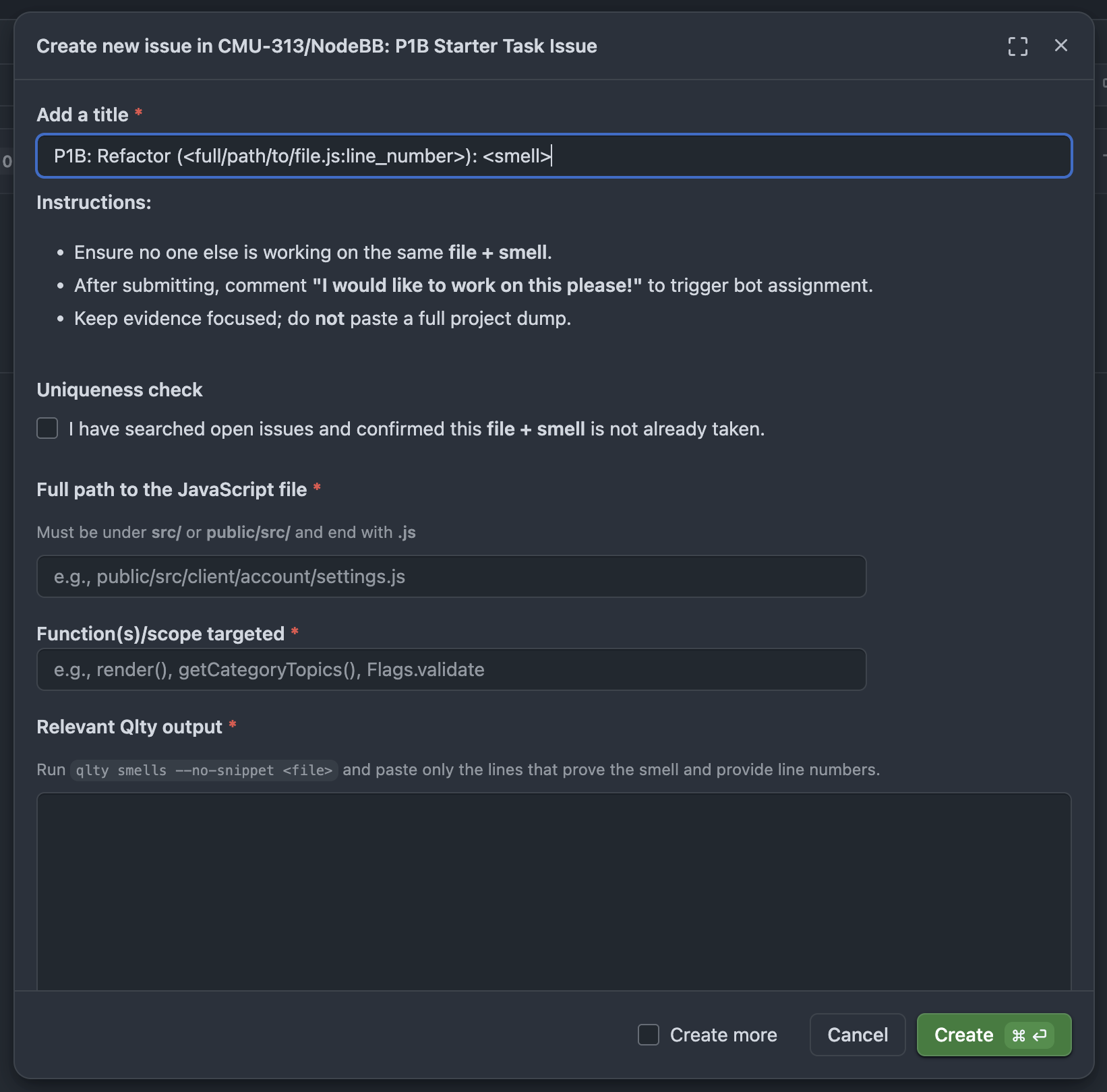 GitHub Issue Template