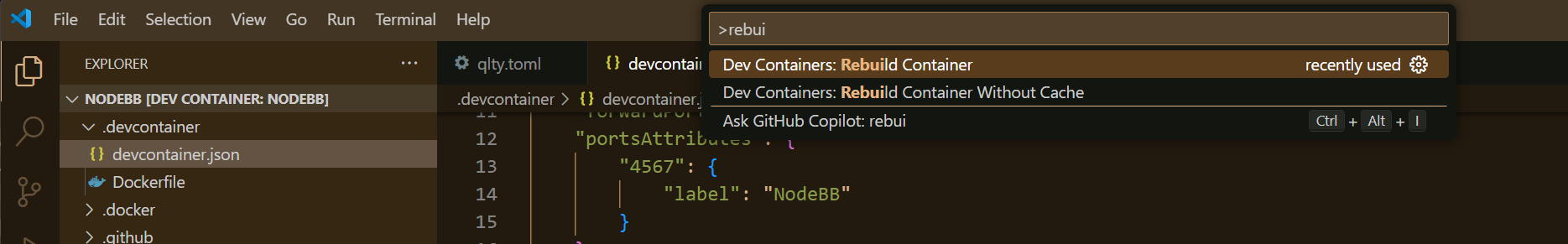 VSCode Rebuild Container