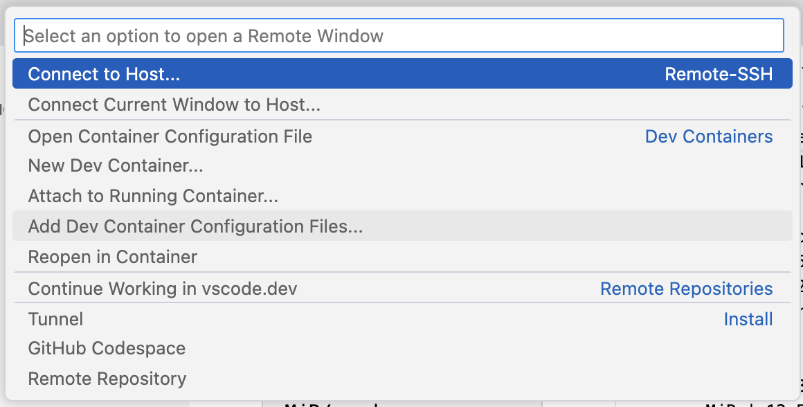 DevContainer Menu